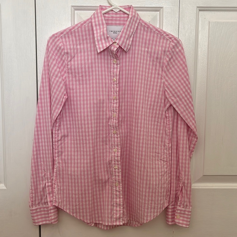 The Shirt pink gingham button down